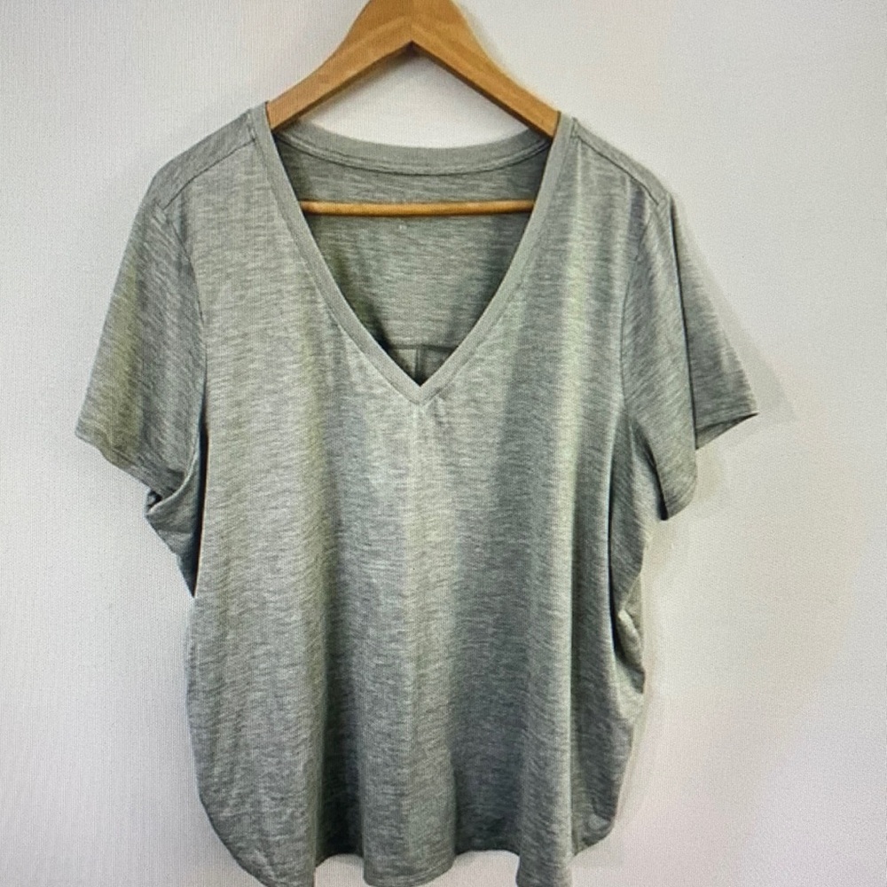 Gray V-Neck Women's Top